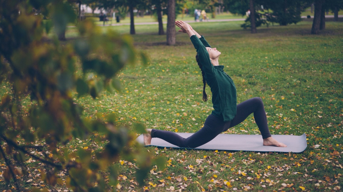 Yoga practice outdoors