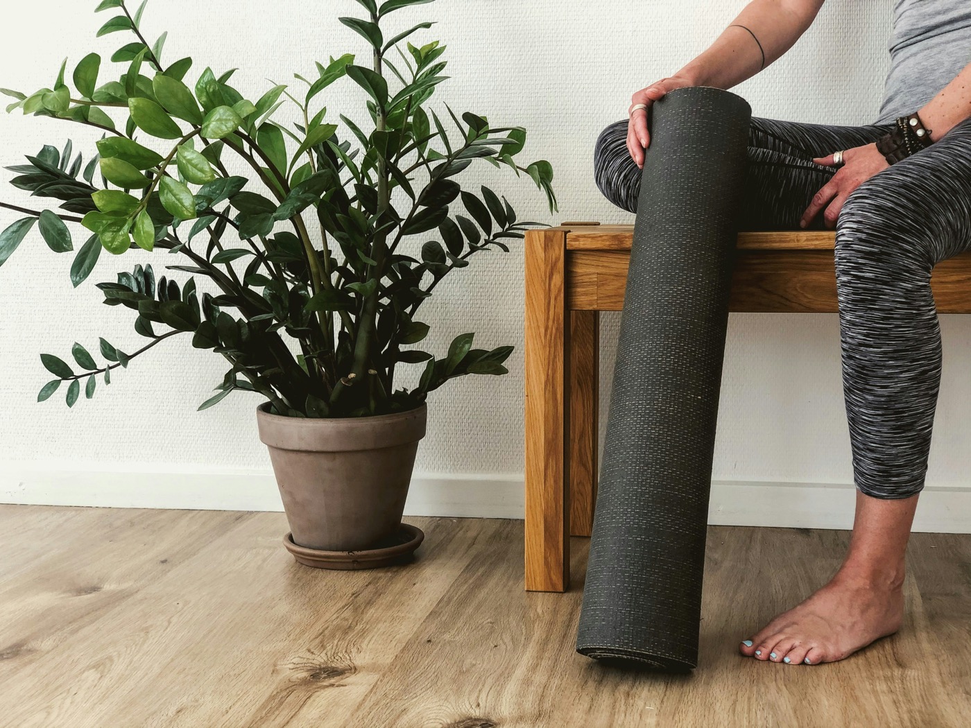Person with yoga mat